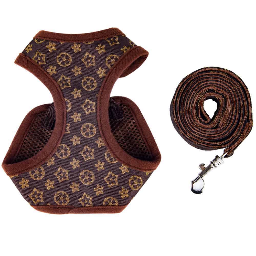 Chewy Vuitton - Harness & Leash Brown Set
