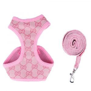 pawcci-designer-harness-with-leash-set-pink